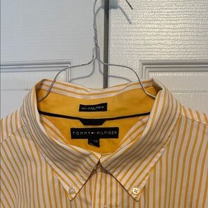 Tommy Hilfiger Men's Yellow and White Striped Shirt